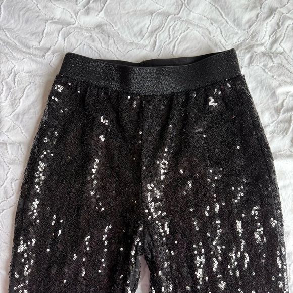Wanhaofashion Black Sequin Leggings Elastic Waist - Picture 2 of 10